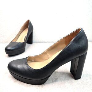 Naturalizer Block Heel Pumps 8.5 Wide Fit Minimalist Comfort Heeled Dress Shoes